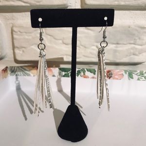 Faux leather tassel earrings